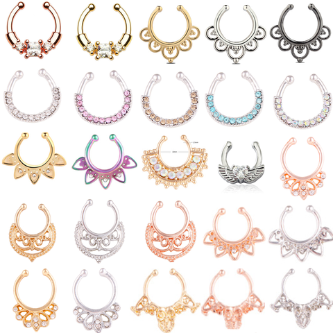 1PCS Stainless Steel Fake Nose Ring Septum Piercing Cheater Clip On Non Piercing Nose Ring Fake Septum Jewelry Faux Percing Nez ► Photo 1/6