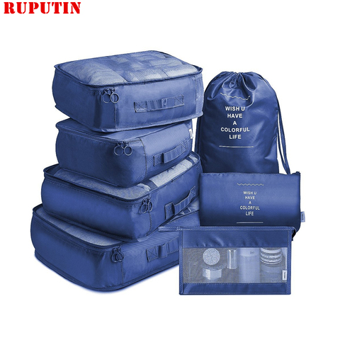 RUPUTIN 7-Piece Set Travel Storage Clothes Underwear Shoes Organizer Packing Cube Bag High Capacity Luggage Organizer Travel Bag ► Photo 1/6