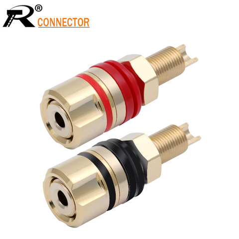 2PCS gold-plated binding post banana socket connector 4mm banana plug amplifier speaker terminals Non-magnetic banana connector ► Photo 1/6