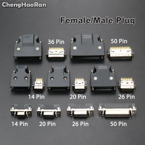 ChengHaoRan SCSI Connector MDR 14 20 26 36 50 Pin Male Female Plug for Panasonic Yaskawa Mitsubishi Delta Servo Motor Drive ► Photo 1/6