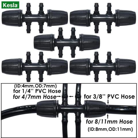 KESLA 5PCS Garden 3/8'' to 1/4'' 6-Way Watering Hose Connectors w/ Lock Drip Irrigation for 8/11 to 4/7mm Tubing Barbed Adaptors ► Photo 1/6