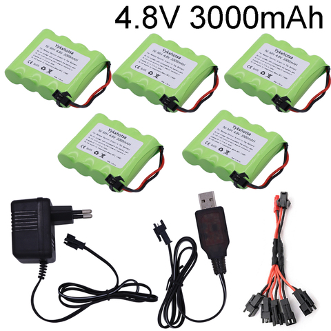 4.8v 3000mah NiMH Battery with Charger cable For Rc toys Cars Tanks Robots Boats Guns Ni-MH AA 4.8 V high capacity Battery Pack ► Photo 1/6