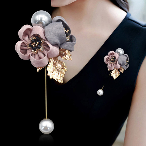 i-Remiel Ladies Cloth Art Pearl Fabric Flower Brooch Pin Cardigan Shirt Shawl Pin Professional Coat Badge Jewelry Accessories ► Photo 1/6