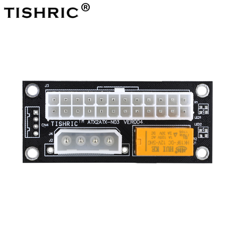 TISHRIC Black Dual PSU Power Supply Sync Adapter Add2psu ATX 24Pin To 4pin Molex Synchronous Connector Riser Cable Miner Mining ► Photo 1/6