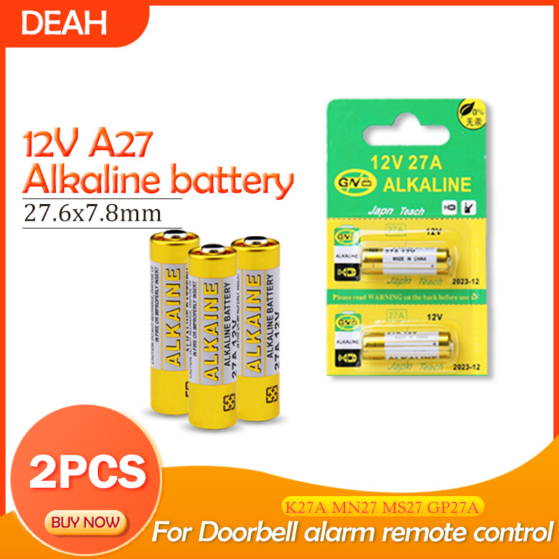 2Pcs 12V 27A Alkaline Battery G27A MN27 MS27 GP27A A27 L828 V27GA ALK27A  A27BP K27A VR27 R27A For Doorbell alarm remote control - AliExpress