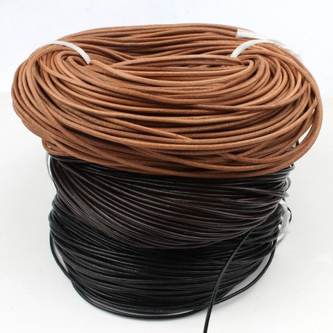 5m  Genuine 1/1.5/2/3mm 3 Color Leather Round Thong Cord Leather Cord String Rope for DIY Necklace Bracelet DIY Jewelry Making ► Photo 1/4