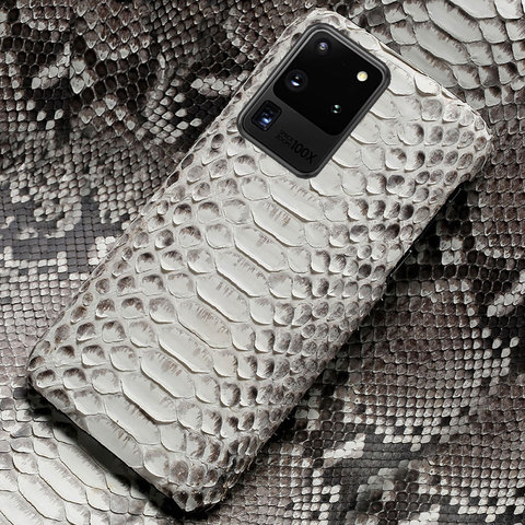 Genuine Python Leather Case for Samsung galaxy S20 Ultra S20 FE S8 S9 S10 Plus Note 20 10 9 A50 A70 A71 A51 2022 Snakeskin Cover ► Photo 1/6