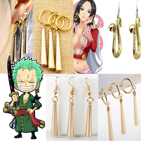3pcs/Set One Piece Cosplay Sauron Roronoa Zoro Drop Earrings And  Boa Hancock Snake Hankok Gold Earrings For Women Men Jewelry ► Photo 1/6