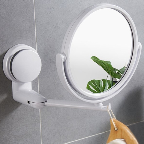 Modern Drill-Free Bathroom Mirror 2 Side Makeup Vanity Shave Mirrors Wall Suction Folding Arm Extend Round Bath Accessories ► Photo 1/6