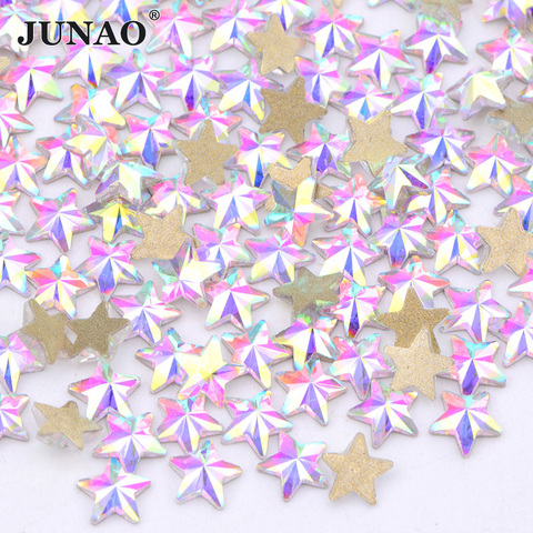 JUNAO 50pcs 5mm Glitter AB Crystal Glass Star Rhinestone Flat Back Nail Art Decoration Crystal Stones Sticker Non Hot Fix Strass ► Photo 1/6