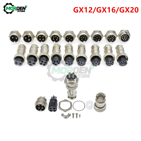 GX12 GX16 GX20 2/3/4/6/7/8/9/10 Pin Male Female Aviation Connector Socket 12mm 16mm 20mm Plug Wire Panel Mount Circular socket ► Photo 1/6