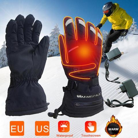 Rechargeable Motorcycle Heating Gloves Touch Screen Non-slip 5 Speed Adjustable Warm Gloves USB Charging Winter Cycling Gloves ► Photo 1/6