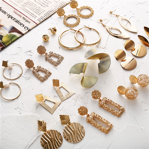 Hot Sale Gold Drop Earrings Jewelry Earrings For Women C Shaped Round Geometric Earring Female Fashion Jewelry Gifts ► Photo 1/6