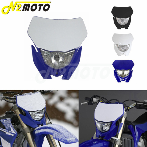 Motocross Headlight White H4 12V 35W Dual Sport Kit For Yamaha WRF250/400/426/450 YZ TTR WR XT MX Enduro Dirt Bike Head Light ► Photo 1/6