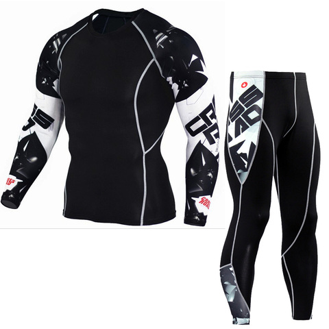 Motorcycle Jacket Moto Motorbike Long Sleeve T-Shirt + Pants  Set Men Compression Sport Running Quick Dry Base Layer Suit Tights ► Photo 1/6