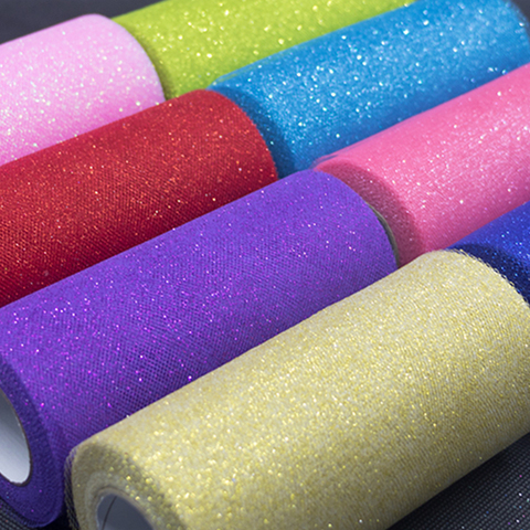 25Y Glitter Tulle Rolls White Tulle Sparkly Glitter Organza Mesh Fabric Tutu Skirt Wedding Decoration Birthday Party Supplies ► Photo 1/6