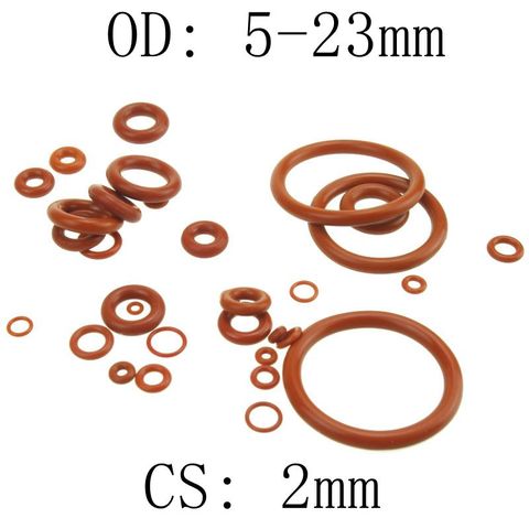 2mm Thickness Silicon Rubber O-ring Sealing 5-23mm OD Red Heat Resistance O Ring Seals Gaskets ► Photo 1/5