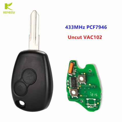 KEYECU Replacement Remote Key Fob 2 Buttons Uncut VAC102 433mhz PCF7946A For LADA Largus 2012 2013 2014 2015 2016 2017 2022 ► Photo 1/3