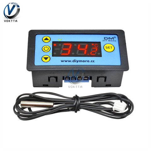 W3231 AC 110V-220V DC12V 24V Digital Temperature Controller Thermostat Single LED Display Thermometer with Sensor Meter Probe ► Photo 1/6