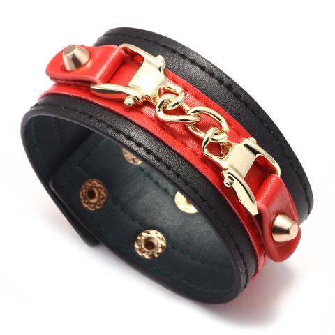 Fashion Charm Women Leather Bracelet Alloy Ladies Street Beat Leather Bracelet ► Photo 1/5