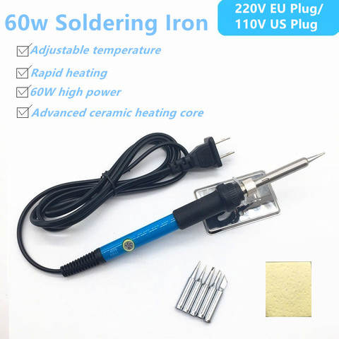 Adjustable Temperature Electric Soldering Iron 220V 110V 60W 80W Welding Solder Rework Station Heat Pencil Tips Repair Tool ► Photo 1/6