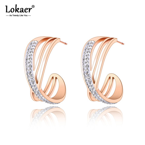 Lokaer Fashion Titanium Stainless Steel Letter X Shape Earrings Bohemia Geometry Rhinestone Earrings Jewelry For Women E20316 ► Photo 1/6