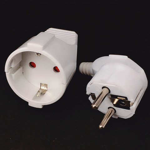 White 250v 16a Male Female Assembly Receptacle connector french Russia Korea German EU  power cord wired cable plug Socket ► Photo 1/6