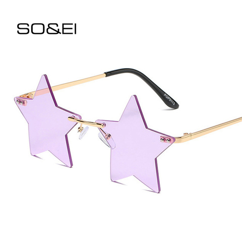 SO&EI Vintage Unique Star Shape Mirror Rimless Sunglasses Women Fashion Clear Ocean Lens Eyewear Men Trending Sun Glasses Shades ► Photo 1/6