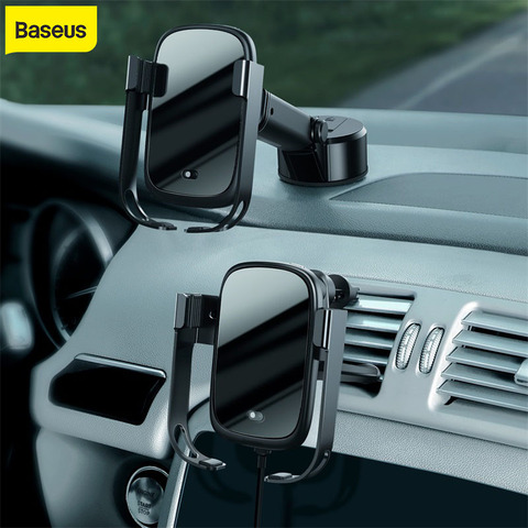 Baseus Car Phone Holder Wireless Charging Stand Electric Holder Wireless Charger Kit for HUAWEI P40 P30 For Samsung S20+/S10 ► Photo 1/6