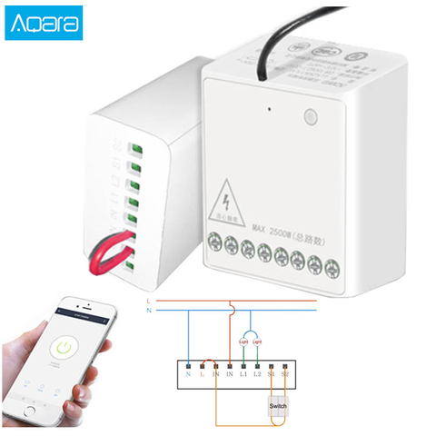 Aqara Eigenstone Two-way control module Wireless Relay Controller 2 channels Work For Mijia Mi home APP Homekit ► Photo 1/6