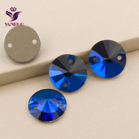 YANRUO Capri Blue Rivoli 3200 Sew on Rhinestone All Sizes Flatback Rhinestone Sewing Crystal Stones Decoration For Wedding Dress ► Photo 1/6