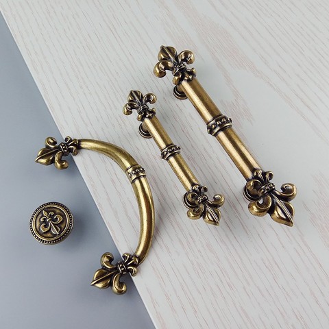 European Bronze Furniture Hardware Handles Kitchen Cabinets Sliding Door Round Knobs Drawer Wardrobe Cupboard Push Pull Handle ► Photo 1/6