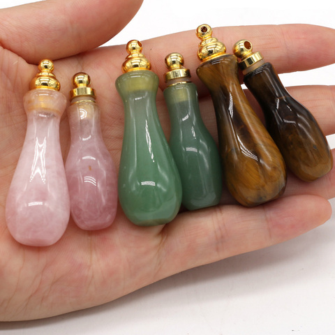 Essential Oil Diffuser Perfume Bottle Pendant Natural Tiger Eye Stone Charms Oils Bottle Necklace Pendants Jewelry Gift Women ► Photo 1/6