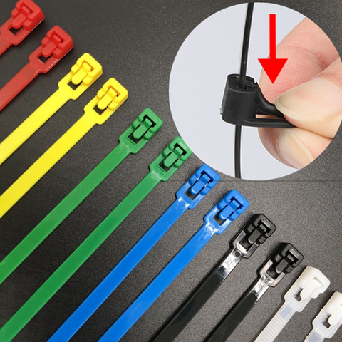 200mm releasable Cable Ties 100pcs Colored Plastics cable ties reusable UL Rohs Approved Loop Wrap Nylon zip ties BundleTies ► Photo 1/4