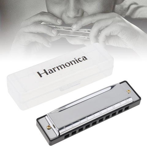 10 Holes Professional Blues Harmonica Musical Instrument High Quality Stainless Steel Mouth Organ for Children Gifts ► Photo 1/6