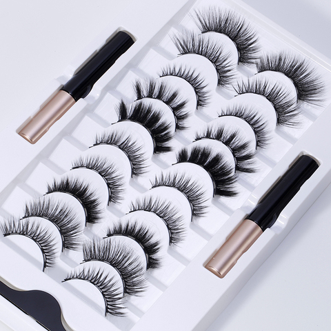 10 Pairs Magnetic False Eyelashes Magnetic Liquid Eyeliner Set Multiple Styles Thick 5 Magnets Eyelashes Extension Wholesale ► Photo 1/1