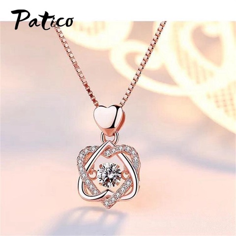 Heart Austrian Crystal 925 Sterling Silver Pendant Charm Zircon Necklaces For Women Valentine's Day Gift Wedding Party Jewelry ► Photo 1/5