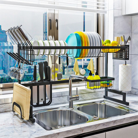 Stainless steel kitchen tableware drying rack rack drying bowl sink dish drain rack kitchen storage rack kitchen drain  tool ► Photo 1/6