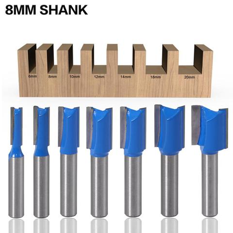 1PC 8mm Shank Straight Woodworking Router Bit Set Wood Cutter 6/8/10/12/14/18/20mm Cutting Diameter Milling Cutter Tool ► Photo 1/6