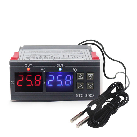 Dual Digital Incubator Thermostat Temperature Controller Two Relay Output Thermoregulator 10A Heating Cooling STC-3008 STC-1000 ► Photo 1/6