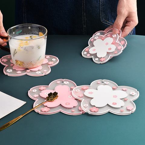 Sakura Coaster Insulation Mat Cute Non-Slip Mat Household Tea Cup Mat Anti-Scald Table Mat Dining Table Mats Drink Cup Coasters ► Photo 1/6