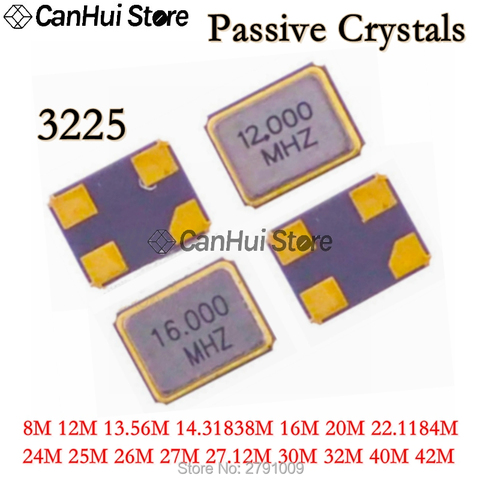 10PCS SMD 3225 Passive Crystal Oscillator 8M 11.0592M 12M 13.56M 14.31838M 16M 20M 22.1184M 24M 25M 26M 27M 30M 32M 40M 48M/MHZ ► Photo 1/4