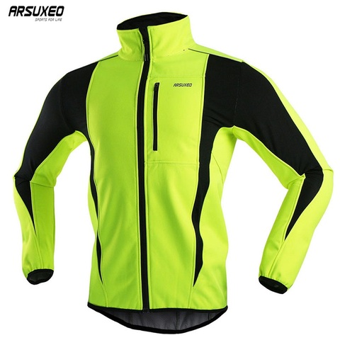 ARSUXEO Men's Winter Cycling Jacket Fleece Bike Jersey Windproof Waterproof Soft shell Coat MTB Bicycle Clothing Reflective 15K ► Photo 1/6