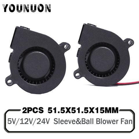 2PCS 5015 50mm DC 24V 12V 5V 2Pin Ball/Sleeve Bearing Brushless Cooling Turbine Blower Fan 50mm x 15mm Blower Cooler Fan ► Photo 1/5