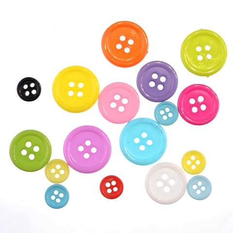 50/100PCs 9/11/15/20/25/30mm Mix Color Overcoat Plastic Button 4 holes Craft Sewing Children's Garment Sewing Notions ► Photo 1/5