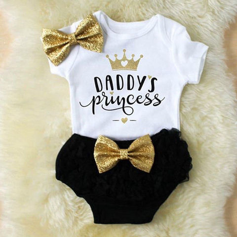 3PCS Cute Newborn Baby Girl Outfits Clothes Tops Bodysuit Shorts Pants Set ► Photo 1/6