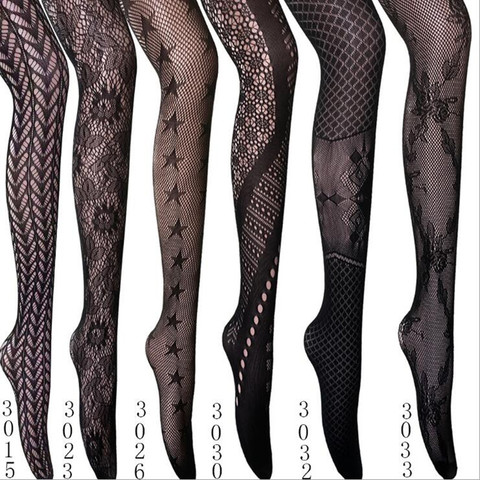 2022 New Multi Type Tattoo Lace Fishnet Mesh Stockings Women Girl Hollow Out Tight Slim Pantyhose Meias Hosiery ► Photo 1/5