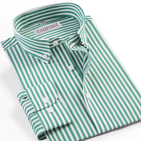 Men's Long Sleeve Standard-fit Pinpoint Striped Dress Shirt Pocket-less Design Casual Button Down Easy-care Cotton Shirts ► Photo 1/6