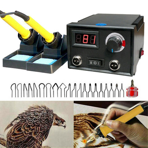 Wood Burner Adjustable Temperature Digital Display Pyrography Dual Pen Burning Machine Gourd Wood Crafts Tool Kit Soldering Iron ► Photo 1/6