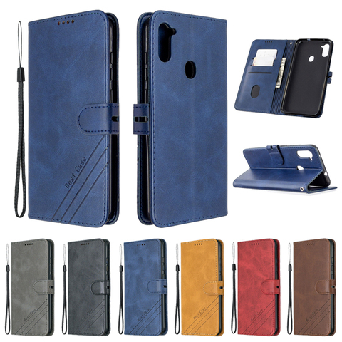 For Samsung Galaxy A11 Case Leather Flip Case on sFor Coque Samsung A11 A 11 A115F Cover Luxury Magnetic Wallet Phone Case Etui ► Photo 1/6